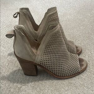Vince Camuto Tan Heeled Boots with Perforated Design